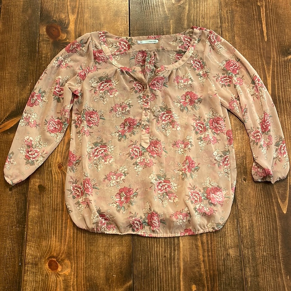 🌟2x Host Pick🌟Maurices Sheer Floral Blouse